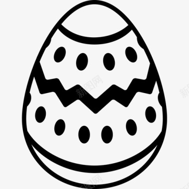 带黑线和黑点装饰的白巧克力复活节彩蛋食品复活节彩蛋图标图标