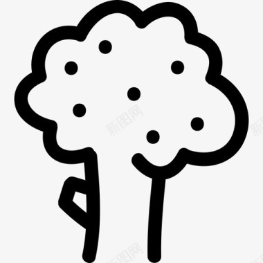 树木手绘圆形树叶形状自然手绘图标图标