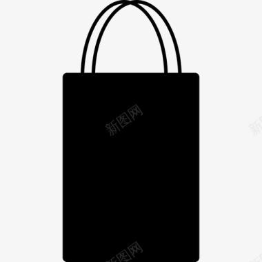 两个高杯子购物袋长方形高黑色轮廓带两个细把手商业购物商店图标图标