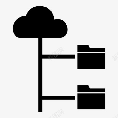 云服务器云文件夹社交媒体共享图标图标