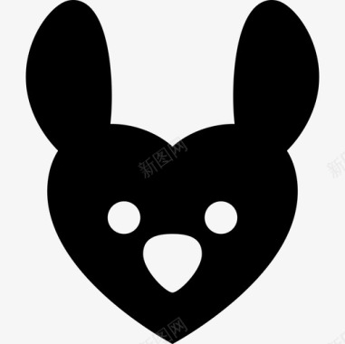 心形脸的兔子动物心跳图标图标