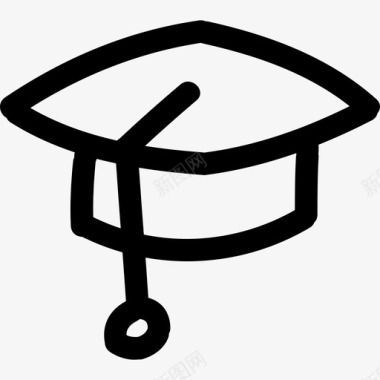 毕业生手绘帽子轮廓学历手绘图标图标