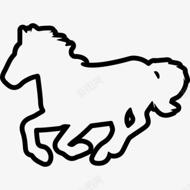 马在奔跑中的运动轮廓动物马图标图标