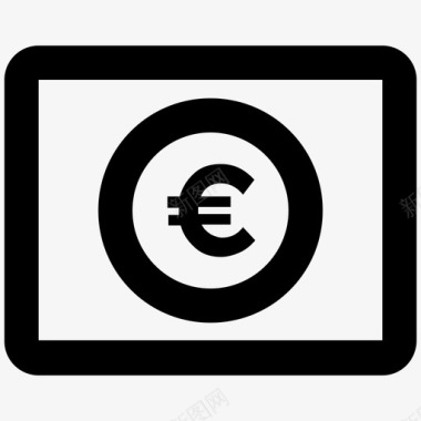 欧元纸币商业黑线图标图标