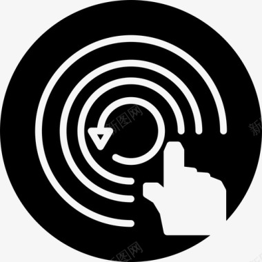 监视标志一只手放在一个圆上用同心圆线安全图标图标