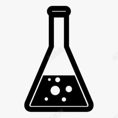 烧颈部锥形烧瓶气泡容器图标图标