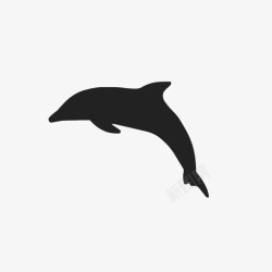 鱼形状水墨笔画海豚游泳形状图标高清图片