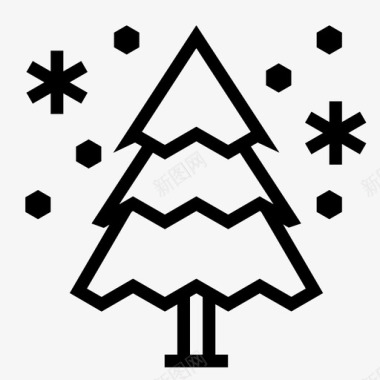 冬松树雪图标图标
