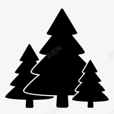 新年免扣素材森林树云杉图标图标