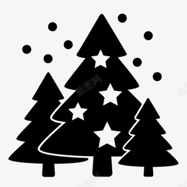 覆盖雪的树圣诞树星星雪图标图标