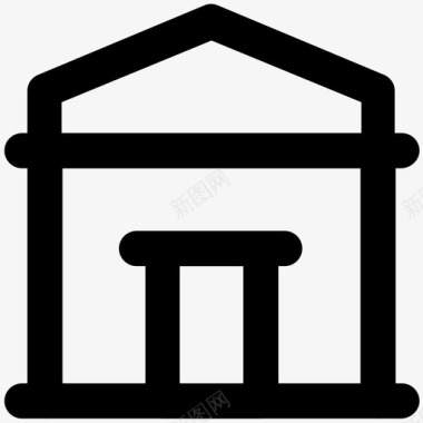别墅建筑和家具加粗线条图标图标