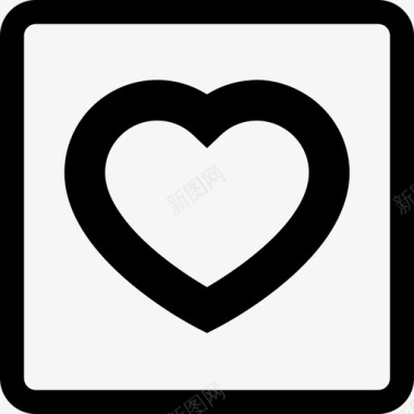 爱情象征一颗心在一个正方形的轮廓标志灯塔图标图标