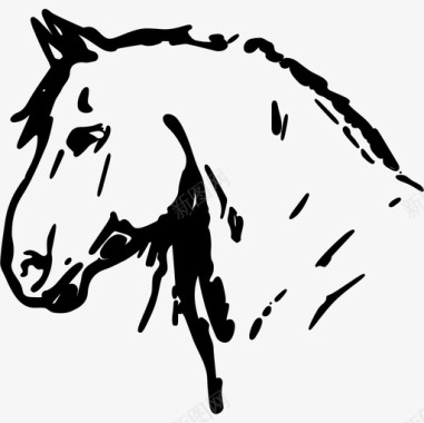 马头画朝左动物马图标图标