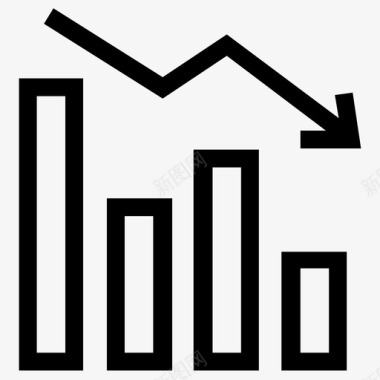 条形装饰图下行图趋势统计图标图标
