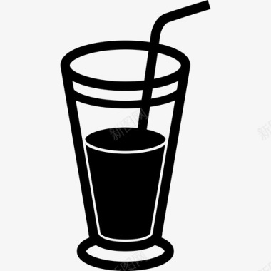 饮料杯加苏打水和吸管食物饮料套装图标图标