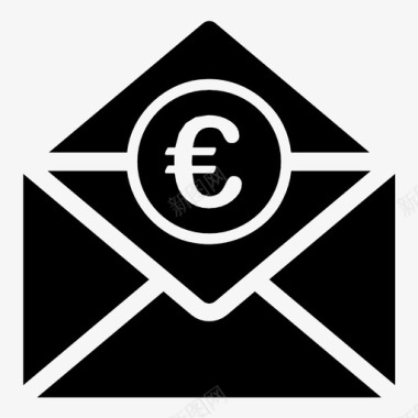 黑白欧洲邮件欧元邮件货币图标图标