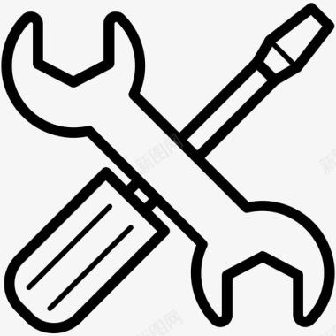 工作工具扳手和螺丝刀工作工具图标图标