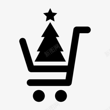 圣诞购物购物车礼物图标图标