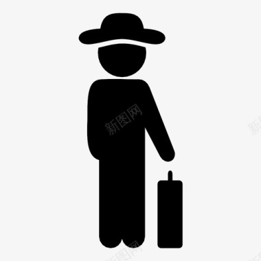 绅士与手提箱好人与旅行箱男士与手提箱图标图标