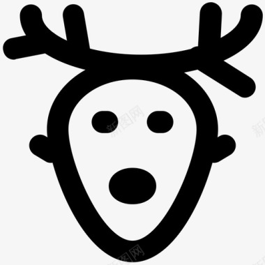 驯鹿头圣诞粗线条图标图标
