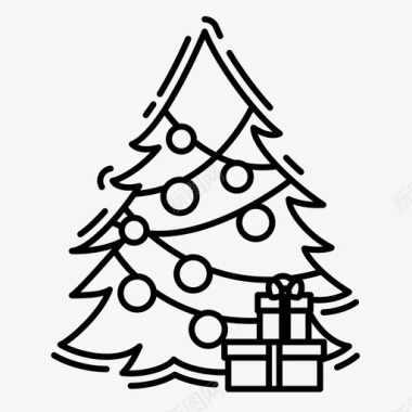 圣诞装饰圣诞树有礼物包装下面图标图标