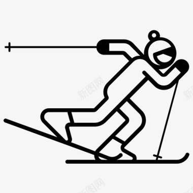 越野滑雪竞技撑杆图标图标