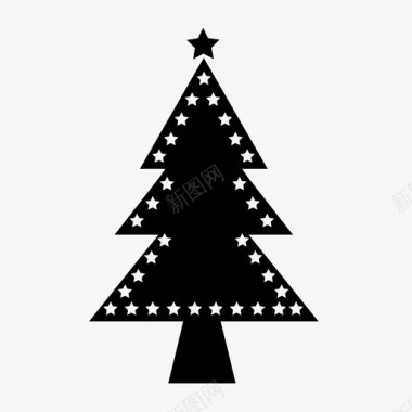 冷杉圣诞树星星季节图标图标