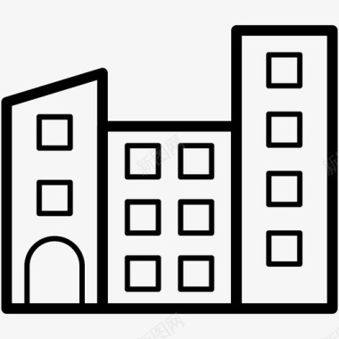 现代建筑房地产线图标图标