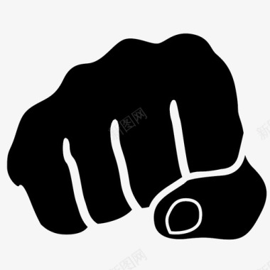 黑色铁门拳和拇指拳头和拇指强壮图标图标