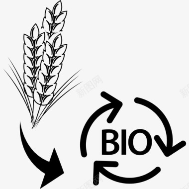 小麦素材小麦废料转化为生物能源图标图标