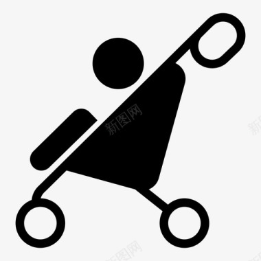 婴儿车车轮坐立图标图标