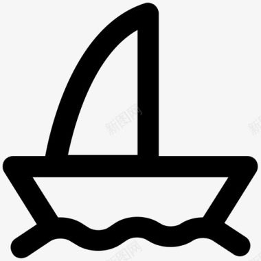 游艇夏季大胆的线条图标图标
