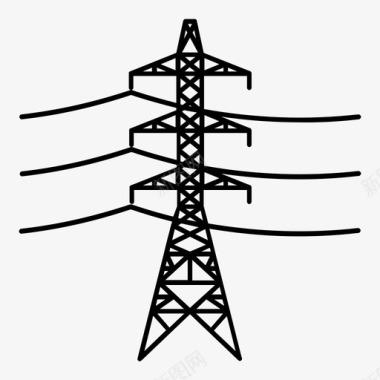 连接互联网输电塔已连接电力图标图标