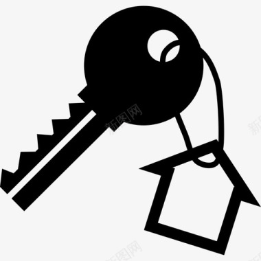 挂有房屋形状的钥匙工具用具钥匙图标图标