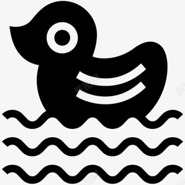橡胶鸭子水中鸭子游泳池中的鸭子图标图标
