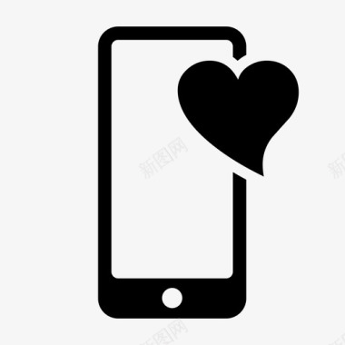 移动心脏社交智能手机图标图标