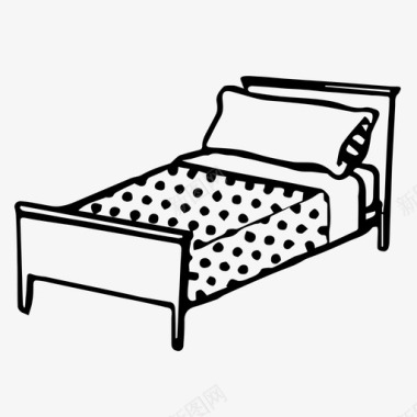 床对象手工制作复古时髦风格图标图标