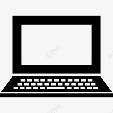 笔记本电脑开放式正面视图带按钮和空白屏幕电脑图标图标