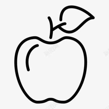 红色苹果带叶苹果烘焙图标图标