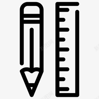 铅笔和尺子用品学生图标图标