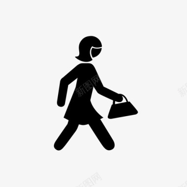 购物的女人走路浪费时间图标图标