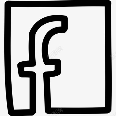 社交软件介绍Facebook字母标志方形手绘轮廓社交手绘图标图标