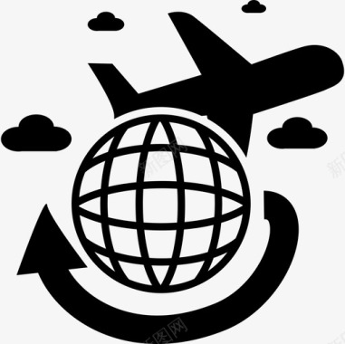 乘坐飞机环游地球交通工具地球图标图标