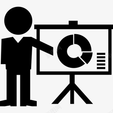 讲师在屏幕上用圆形图形授课教育学术2图标图标