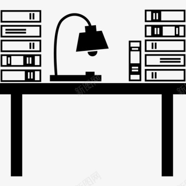 书堆带台灯和书堆的教师课桌教育学术2图标图标