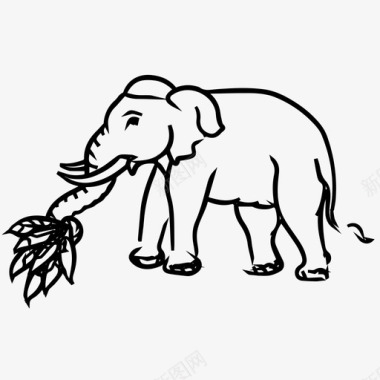 长鼻子大象吃大象鼻子站立图标图标