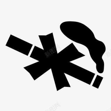禁烟禁烟交叉烟清烟图标图标