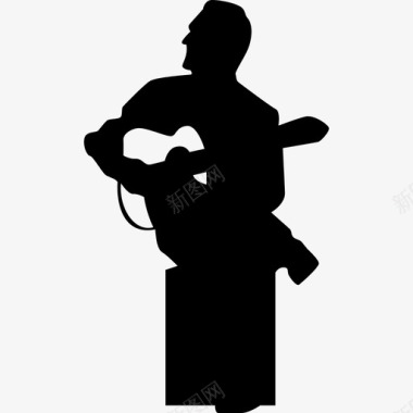音乐家吉他手演奏弗拉门戈弗拉门戈舞扁平图标图标
