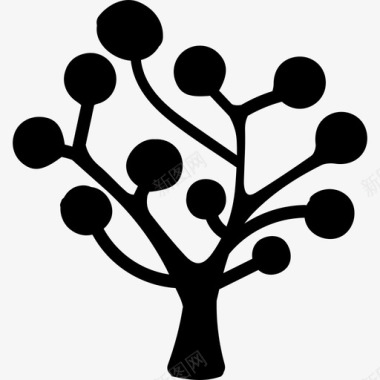 树木轮廓的圆形叶子自然树图标图标