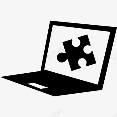 屏幕上有拼图块形状的笔记本电脑计算机学术1图标图标